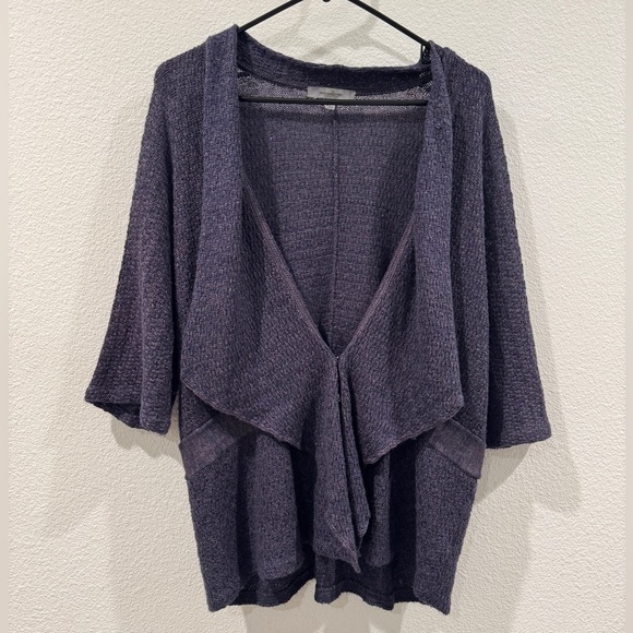 Classiques Entier Silk Wool Linen Blend Purple Knit Open Front Cardigan Size XL - Picture 1 of 14